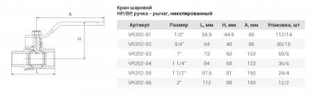 Шаровый кран  (НИКЕЛ)  1/2  Г.х Ш. (РУЧ.) ViEiR (112/14шт)