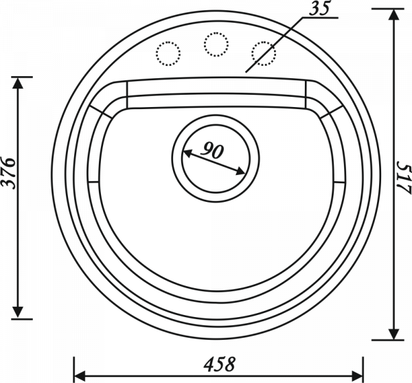 Мойка гранитная Ф517мм (серый) GANZER